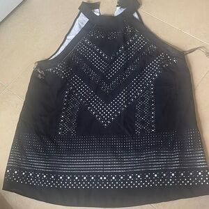 Worthington halter tank blouse black/white size large